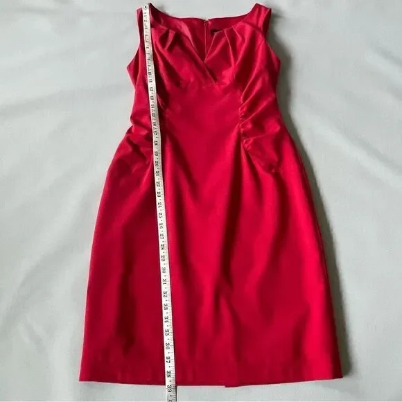 Sharagano Vintage RED Sleeveless Sexy Ruched Dress Women’s Size 10 - Picture 7 of 12